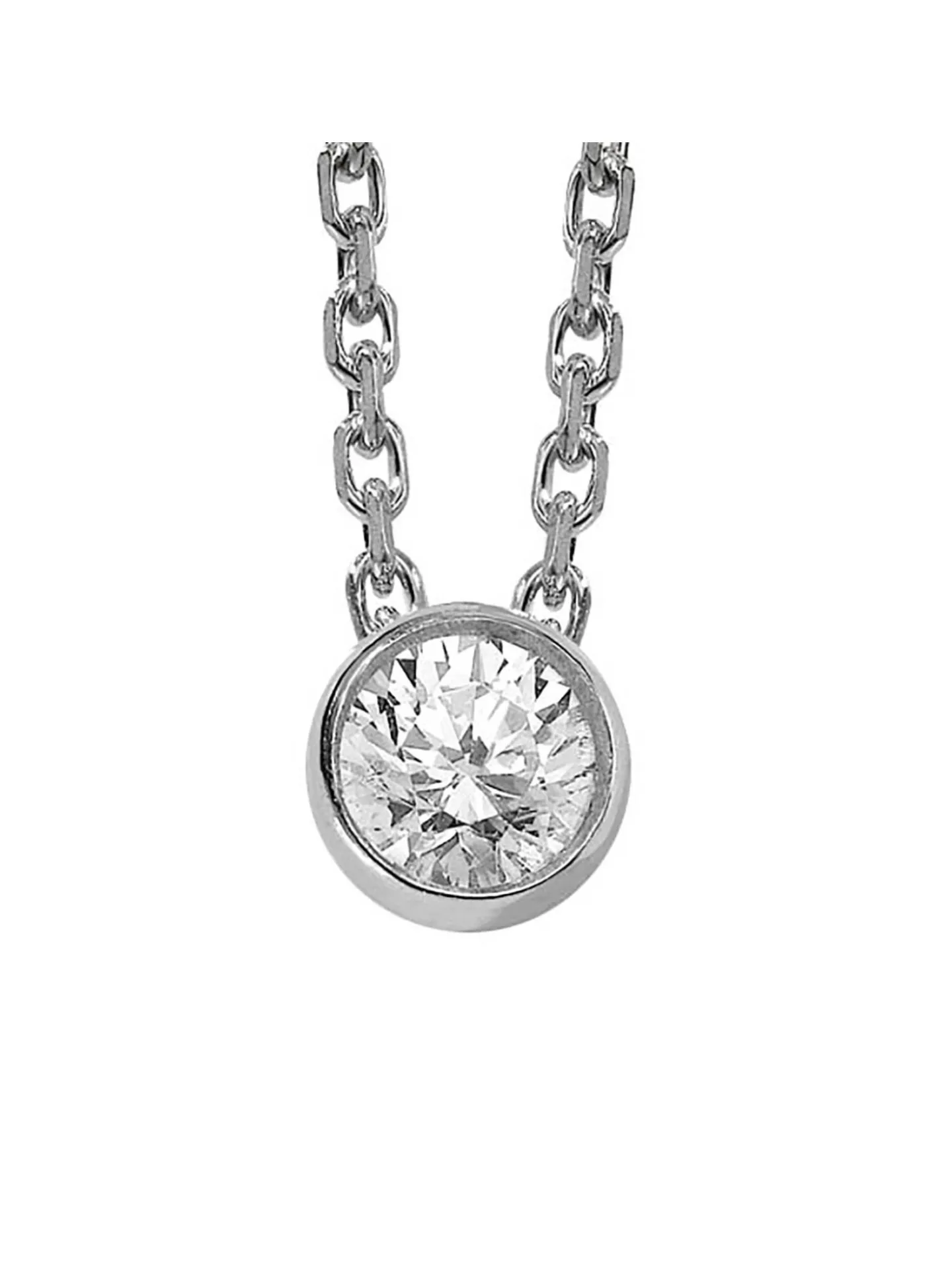 Collier Brillaxis diamant serti clos 0.50ct or blanc