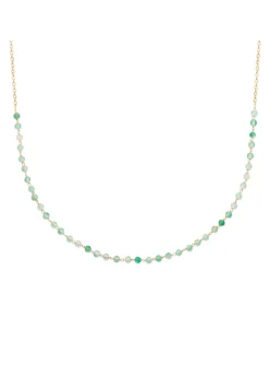 Collier Brillaxis doré perles calcédoine verte