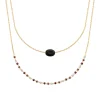 Collier Brillaxis double rang plaqué or_x005f_x000D_obsidienne