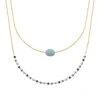 Collier Brillaxis double en plaqué or et amazonite_x005f_x000D_45 cm