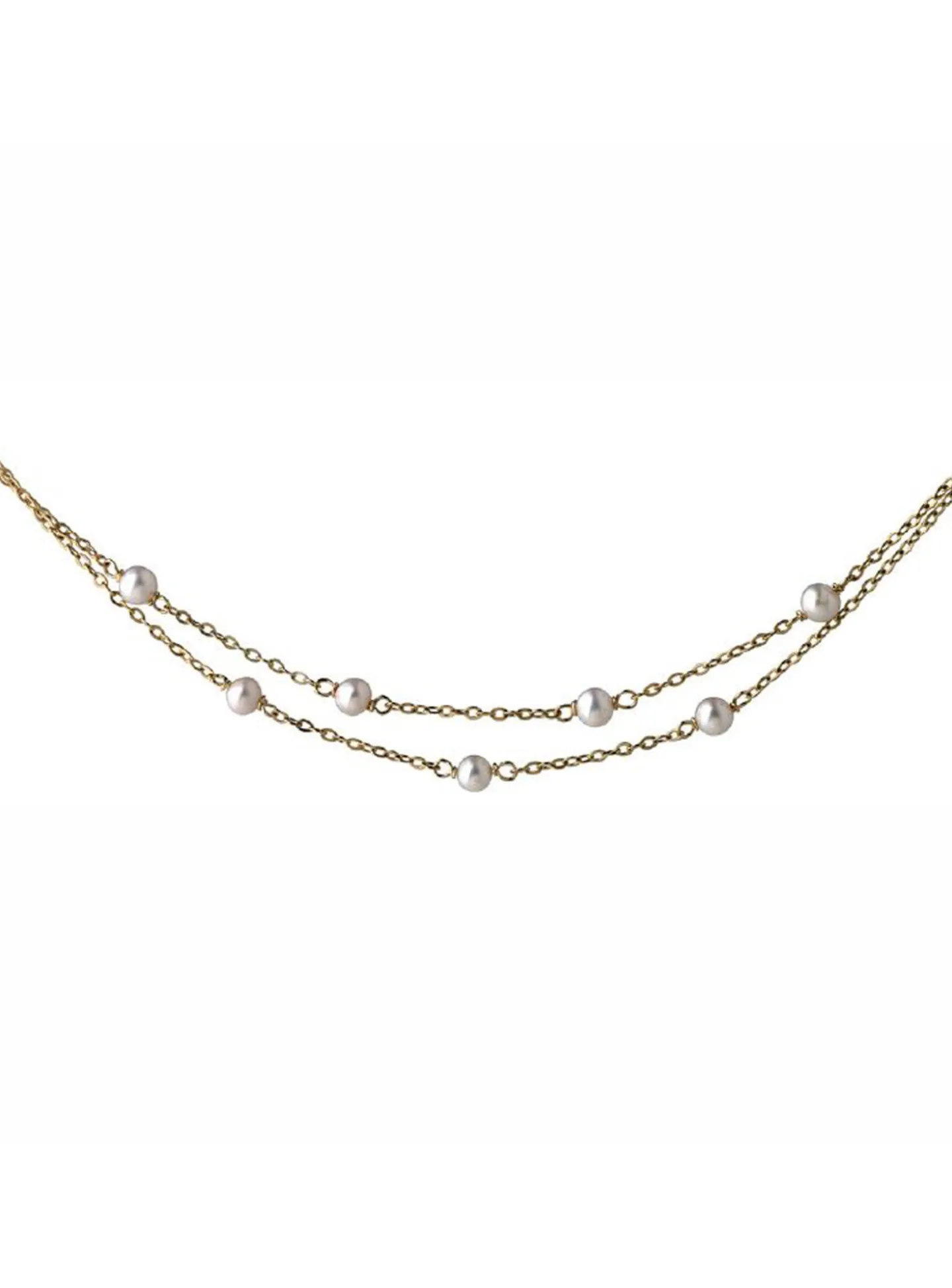 Collier Brillaxis double chaîne perles d'eau douce