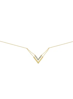 Collier Brillaxis Double V laqué pailleté or 9carats