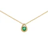 Collier Brillaxis forme goutte et émeraude_x005f_x000D_or jaune 18k