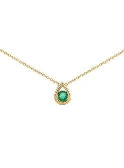 Collier Brillaxis forme goutte et émeraude_x005f_x000D_or jaune 18k