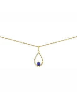 Collier Brillaxis goutte or diamant et saphir