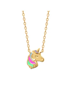Collier Brillaxis licorne colorée plaqué or