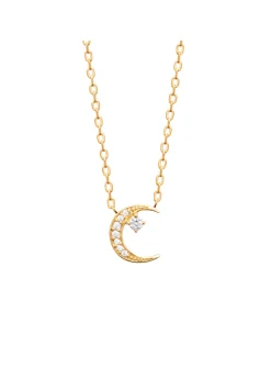 Collier Brillaxis lune plaqué or