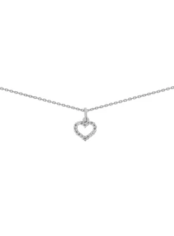 Collier Brillaxis or blanc 9 carats coeur oxydes