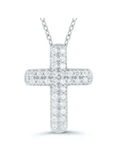 Collier Brillaxis or blanc 18 carats croix diamant