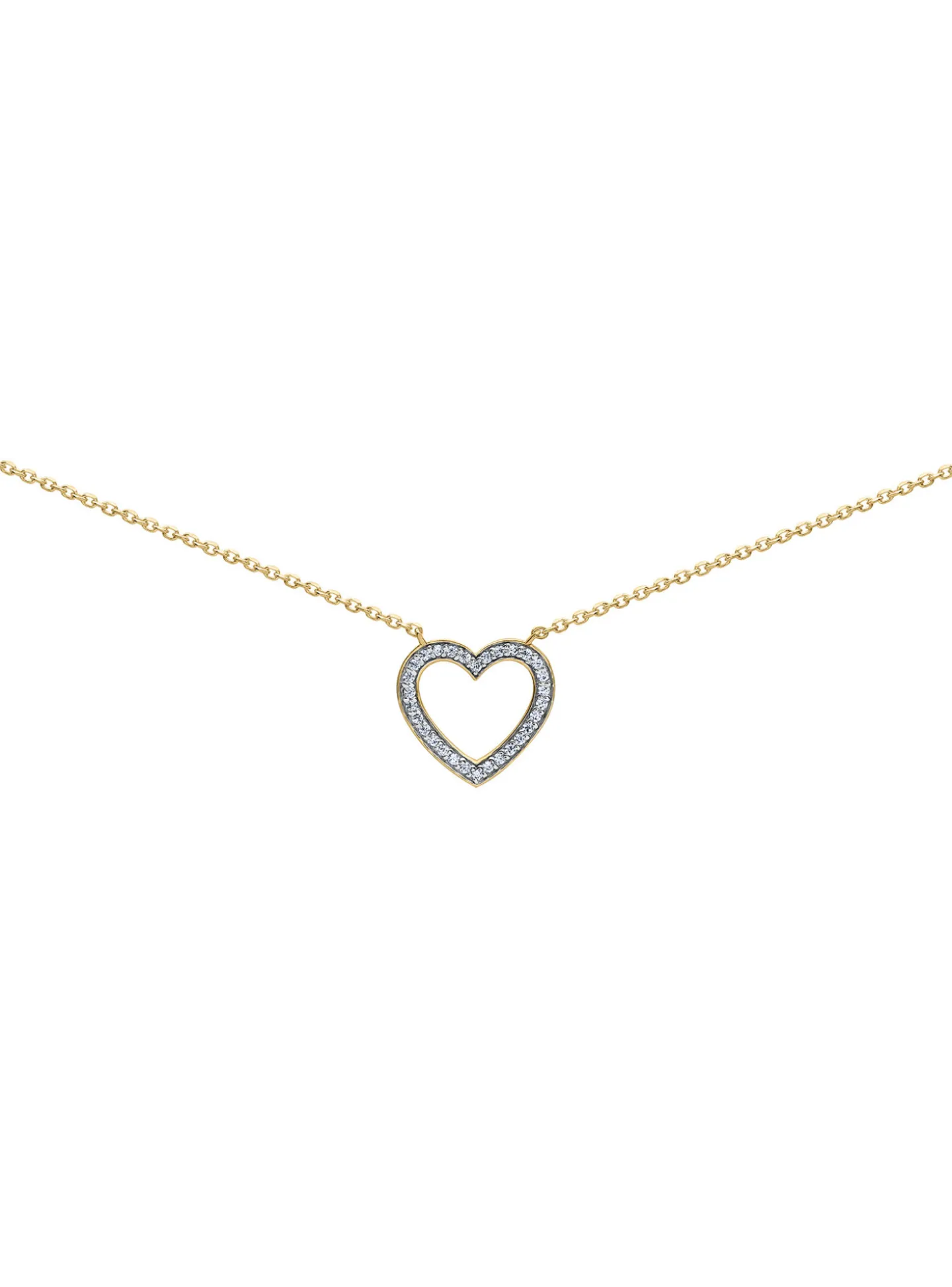 Collier Brillaxis or jaune 18 carats coeur oxydes