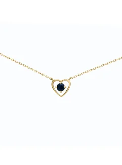 Collier Brillaxis or jaune 18 carats coeur saphir