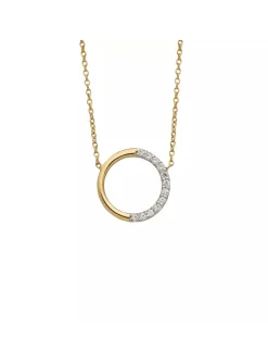 Collier Brillaxis or jaune 9 carats anneau empierré