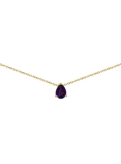 Collier Brillaxis or jaune 9 carats améthyste poire