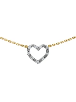 Collier Brillaxis or motif coeur ajouré oxydes