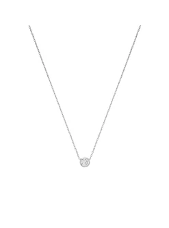 Collier Brillaxis oxyde de zirconium serti clos_x005f_x000D_or blanc 9 carats