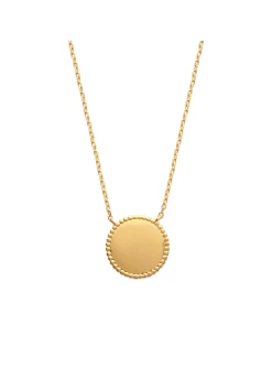 Collier Brillaxis pastille ronde perlée plaqué or