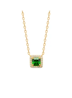 Collier brillaxis pendentif oxyde de zirconium vert
