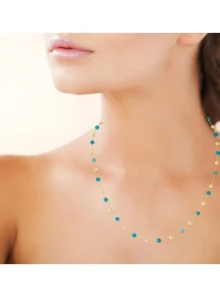 Collier Brillaxis perles fantaisis plaqué or et bleu