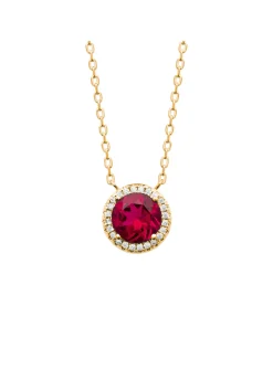 Collier Brillaxis plaqué or et pendentif rouge