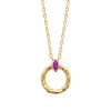 Collier Brillaxis plaqué or anneau perle rose