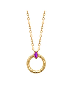 Collier Brillaxis plaqué or anneau perle rose