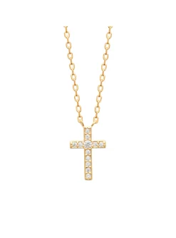 Collier Brillaxis plaqué or croix OZ 45cm