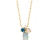 Collier Brillaxis plaqué or quartz et amazonite