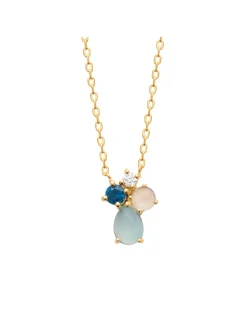 Collier Brillaxis plaqué or quartz et amazonite