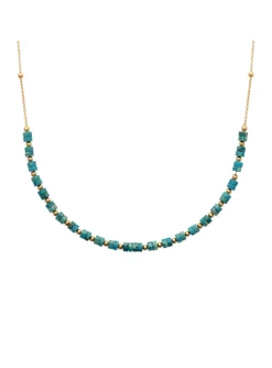 Collier Brillaxis plaqué or jaspe bleu