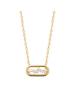Collier Brillaxis plaqué or motif ovale empierré_x005f_x000D_45 cm