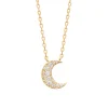 Collier Brillaxis plaqué or lune empierrée 45cm