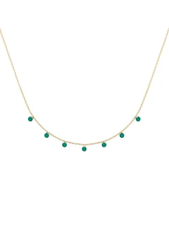 Collier Brillaxis plaqué or et pampilles vertes_x005f_x000D_45 cm