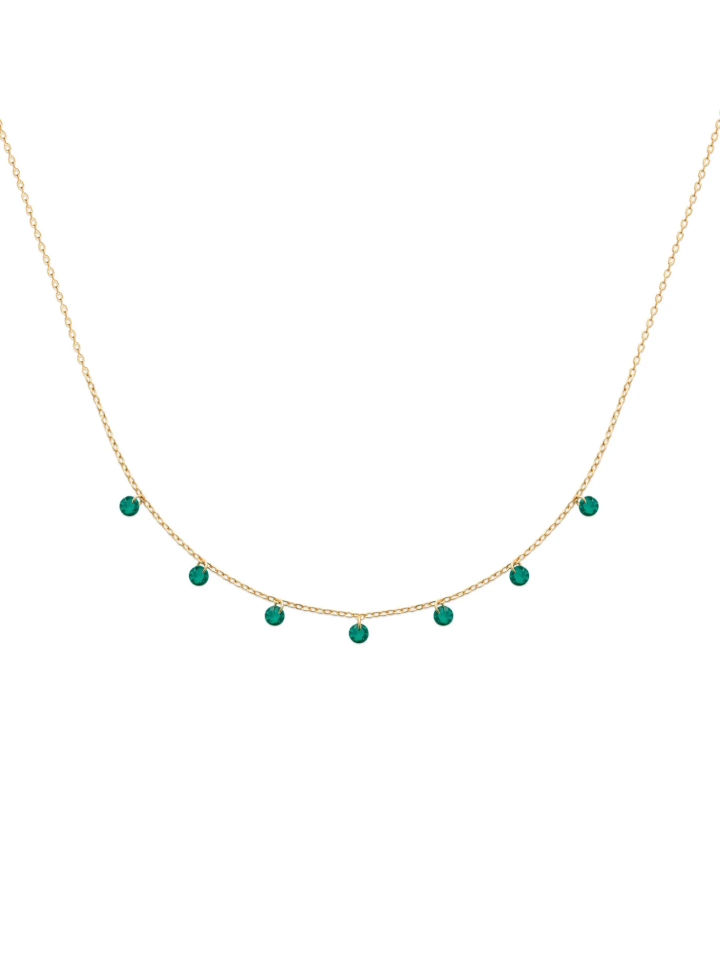 Collier Brillaxis plaqué or et pampilles vertes_x005f_x000D_45 cm