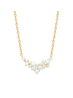 Collier Brillaxis plaqué or motif V en oxydes