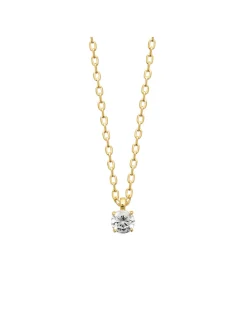 Collier Brillaxis plaqué or solitaire oxyde 4 mm
