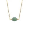 Collier Brillaxis plaqué or aventurine verte 45cm