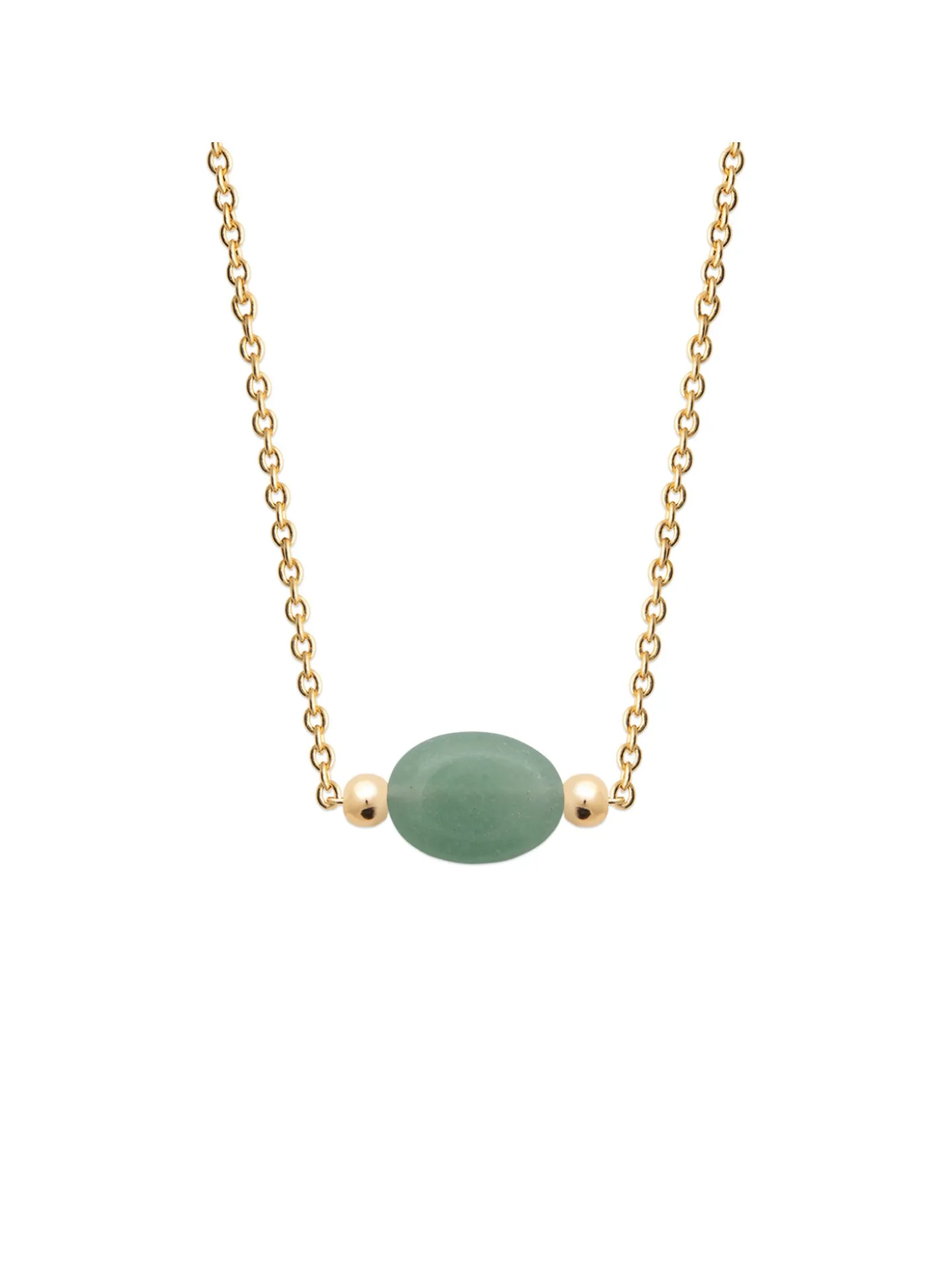 Collier Brillaxis plaqué or aventurine verte 45cm