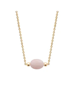 Collier Brillaxis plaqué or quartz rose 45cm
