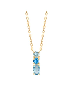 Collier Brillaxis plaqué or 3 oxydes bleus