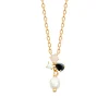 Collier Brillaxis plaqué or perle de culture oxydes