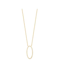 Collier Brillaxis plaqué or ovale pavé