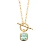 Collier Brillaxis plaqué or anneau barré OZ vert