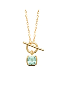 Collier Brillaxis plaqué or anneau barré OZ vert