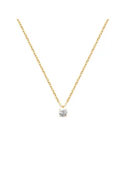 Collier Brillaxis plaqué or solitaire oxyde 4 mm