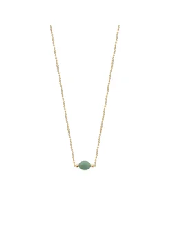 Collier Brillaxis plaqué or aventurine verte 45cm