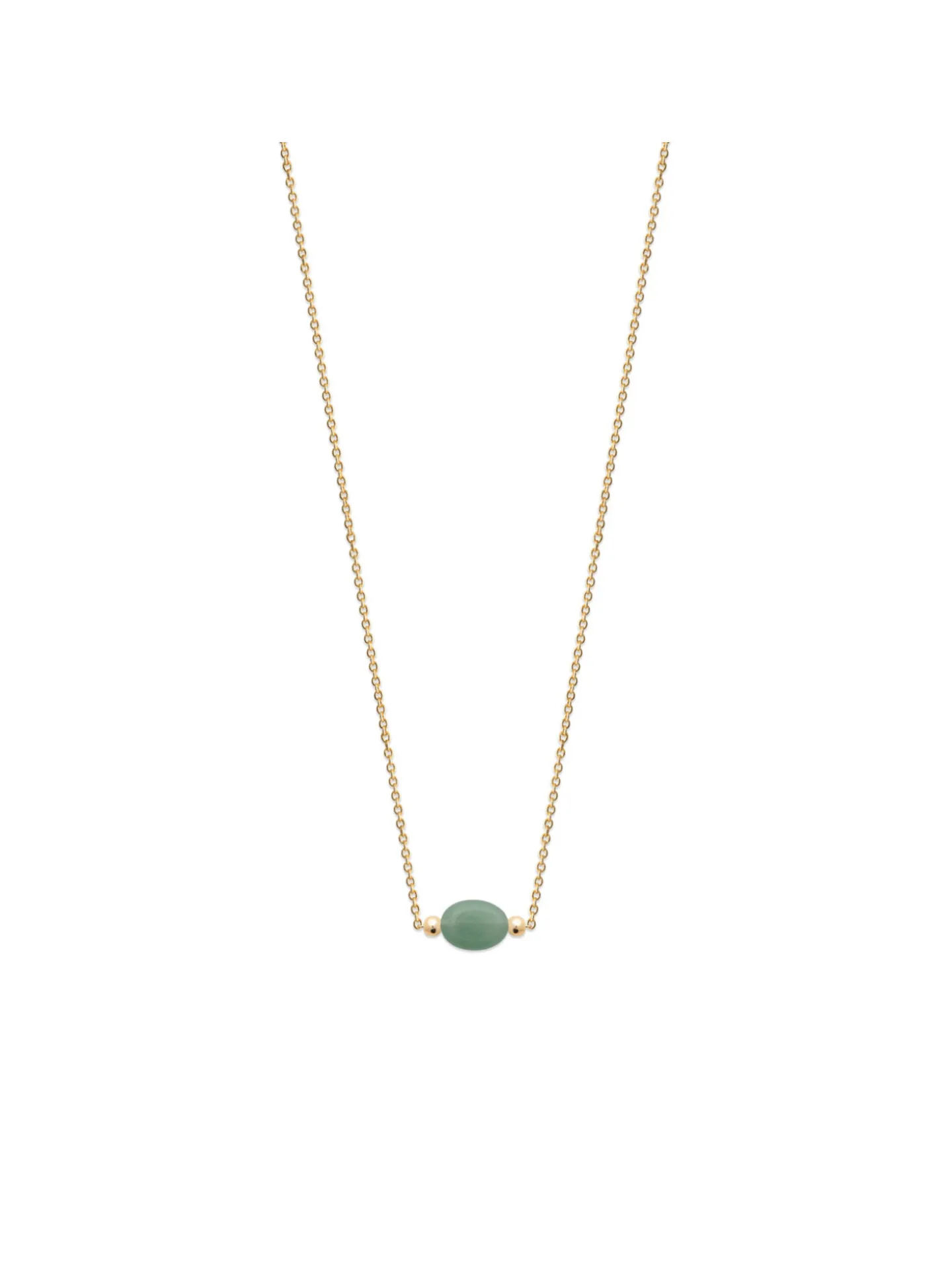 Collier Brillaxis plaqué or aventurine verte 45cm