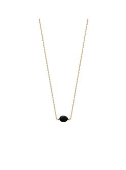 Collier Brillaxis Plaqué or et Agate Noire