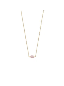 Collier Brillaxis plaqué or quartz rose 45cm