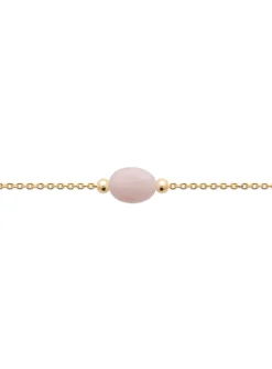 Collier Brillaxis plaqué or quartz rose 45cm