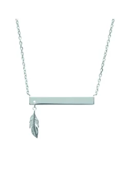 Collier Brillaxis Plaque plume argent